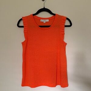 Loft Vibrant Orange Tank Ruffle Sleeve Womens XS Summer Top